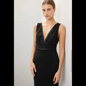 Badgley Mischka Pleated Trim Gown